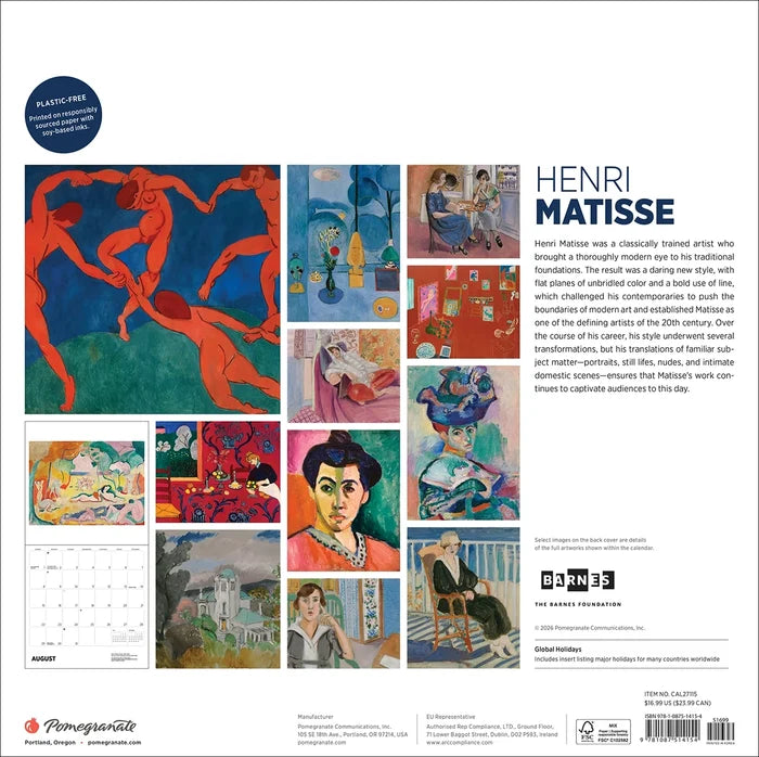 2027 Henri Matisse Wall Calendar