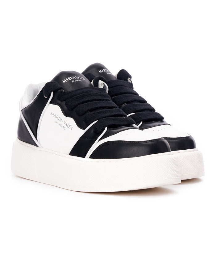 Martin Valen Black-White Bicolor High Sneakers front three-quarter view
