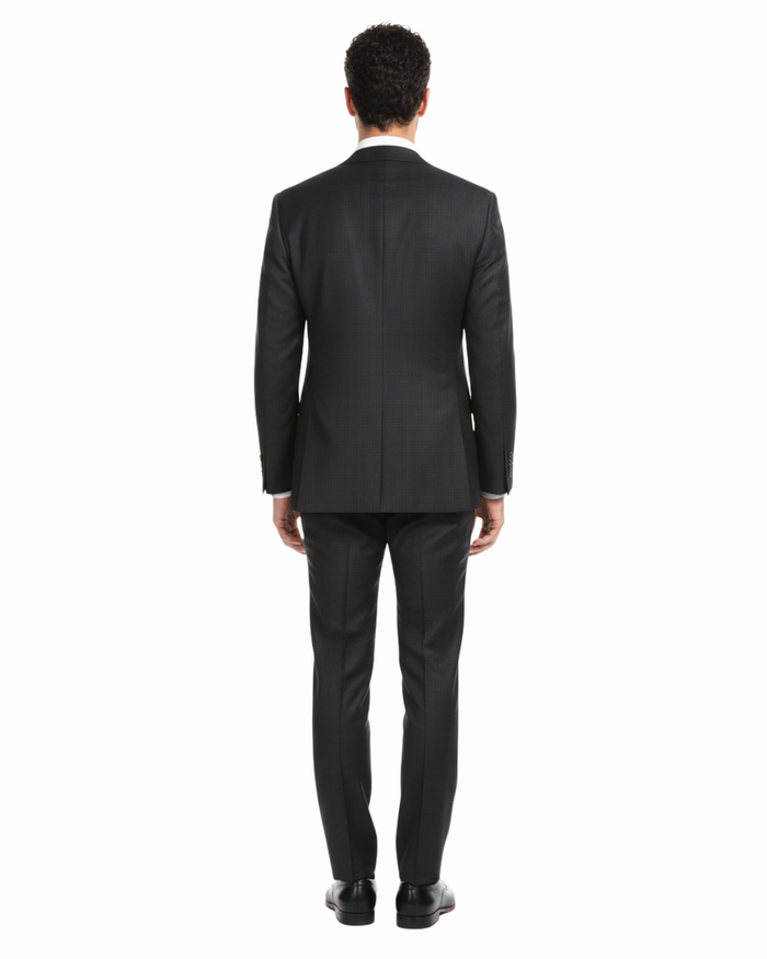 Ferrecci Mens Gray Plaid Classic Fit Wool Blend 2 Piece Suit