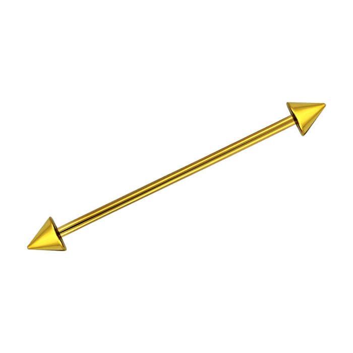 Gold Spike Industrial Bar 38mm / Surgical Steel / Gold Barbell