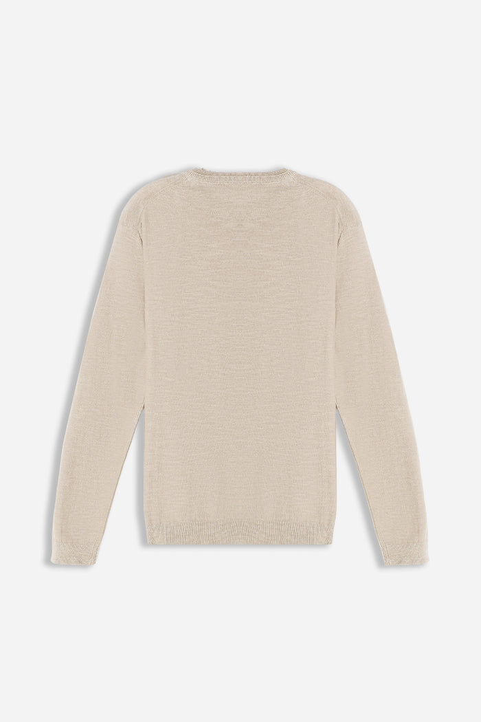 MAGLIA GIROCOLLO TESSUTO SLUB BEIGE
