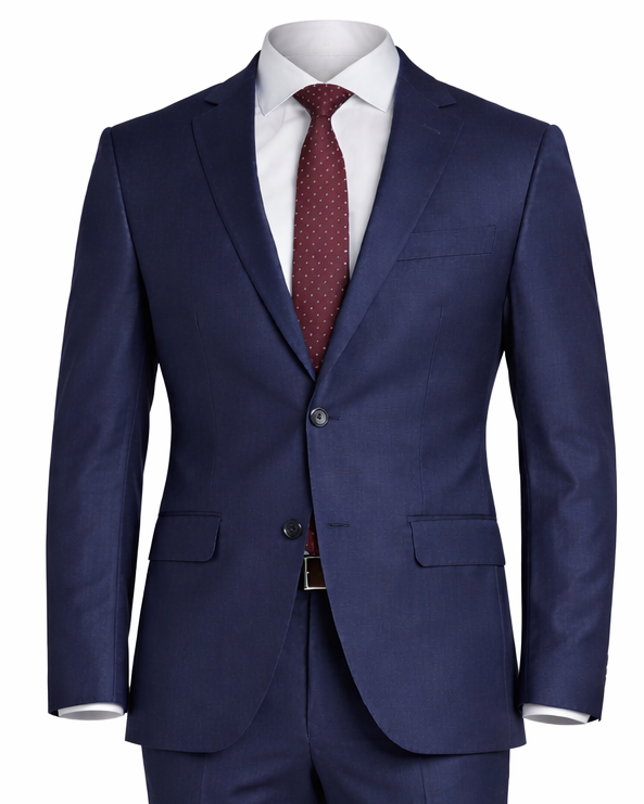 Mens Classic Fit Navy Blue Two Button 100% Wool Suit