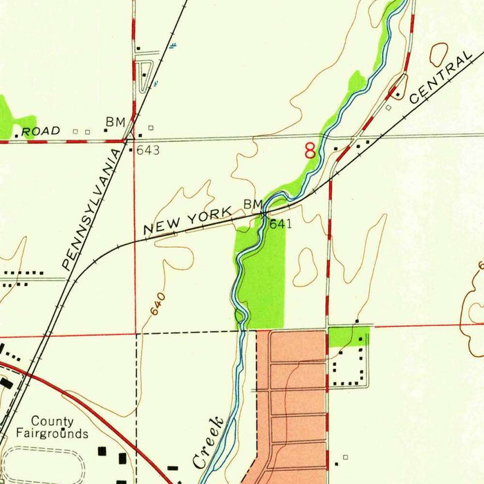 Old Map of Columbus, Indiana by USGS, 1958 – White River, Haw Creek & Bartholomew County