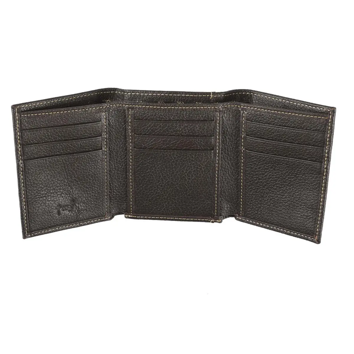 Wallet Leather Brown Crosses Badge