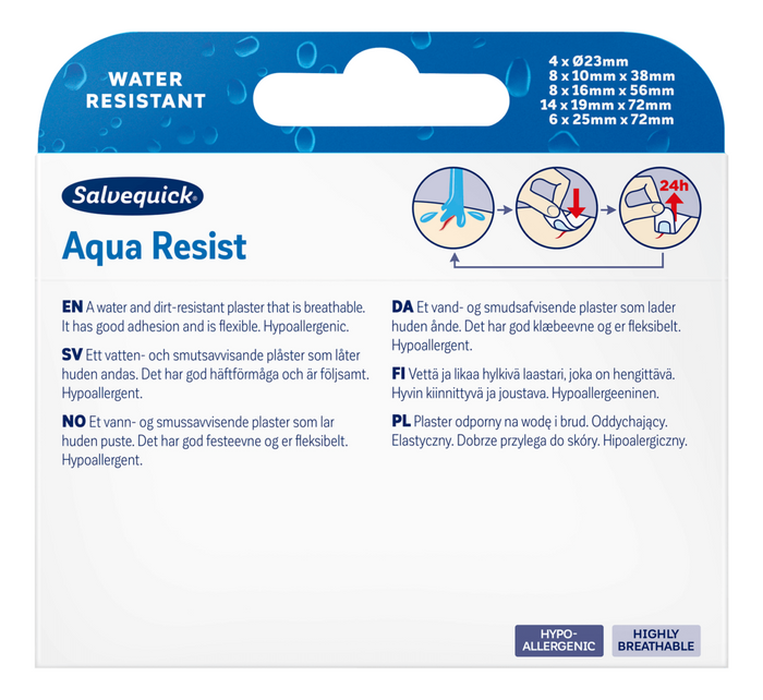 2 × Salvequick Aqua Resist Waterproof Plasters 40 pcs – Flexible Water-Resistant Adhesive Bandages