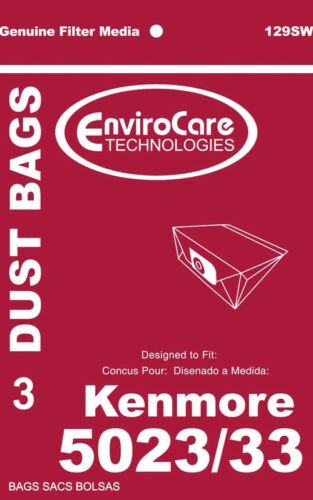 3PK, KENMORE 5023 5033 CANISTER, PAPER BAGS 129SW