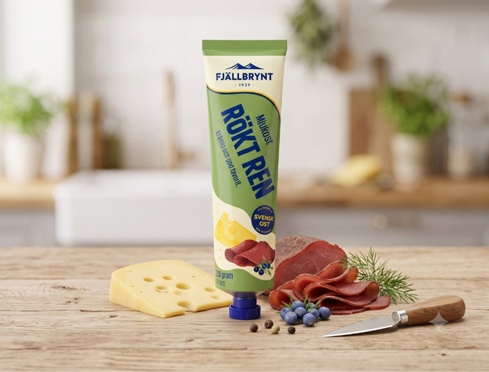 4 x Fjällbrynt Mjukost Rökt Ren 250g (8.81 oz) – Swedish Creamy Cheese Spread with Smoked Reindeer