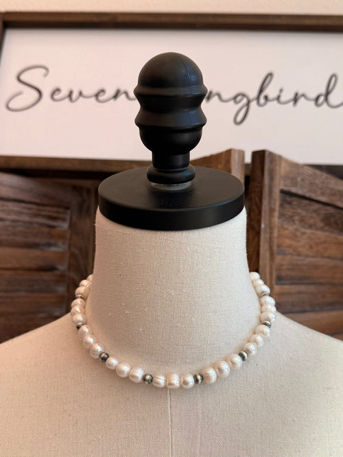 15" Chunky Freshwater Pearl Sterling Silver Necklace
