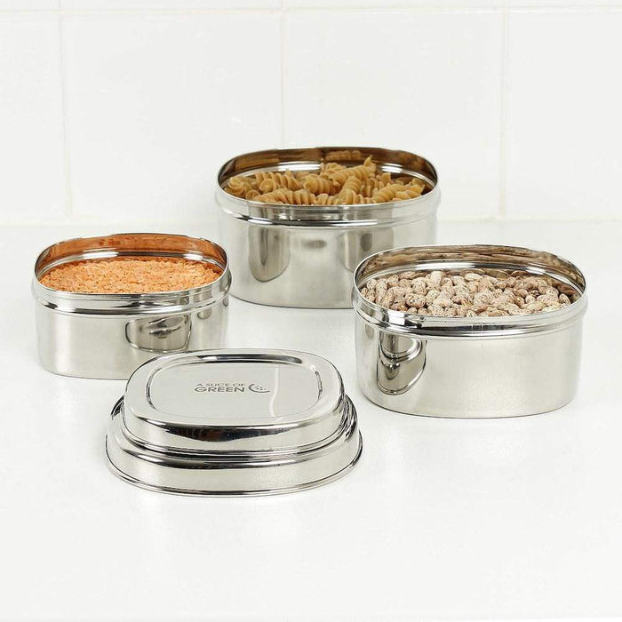 A Slice of Green A Slice of Green Stainless Steel Set of 3 Square Food Containers - Bankura &Keep