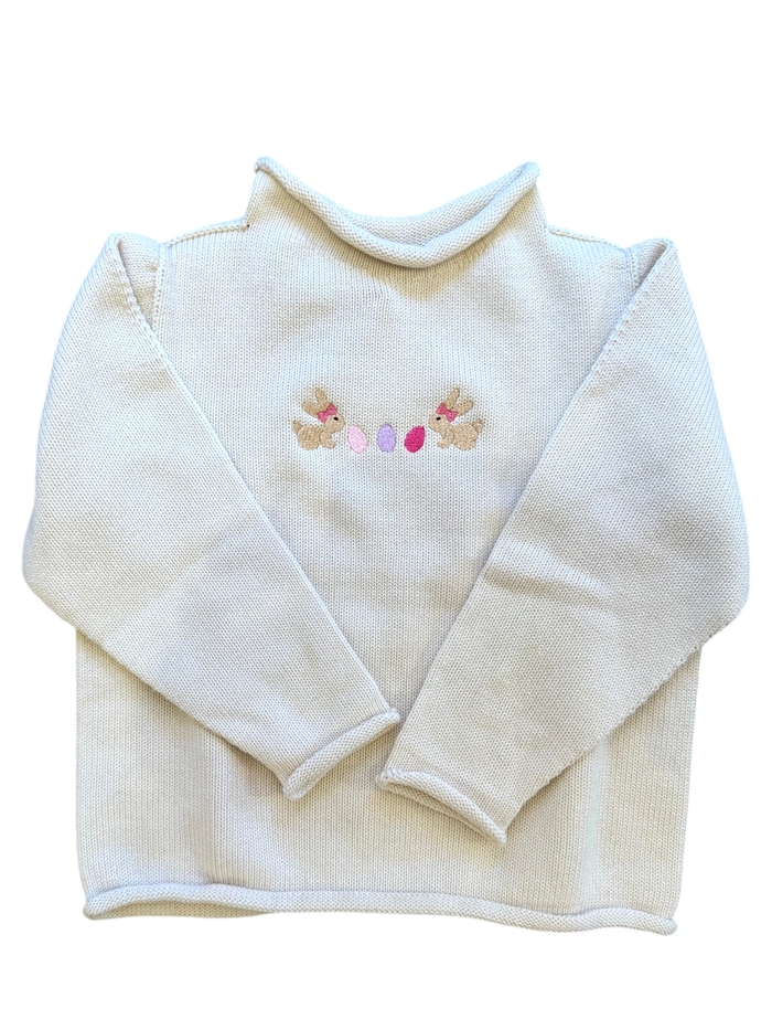 A Soft Idea Bunny Besties Roll Neck Sweater in Natural
