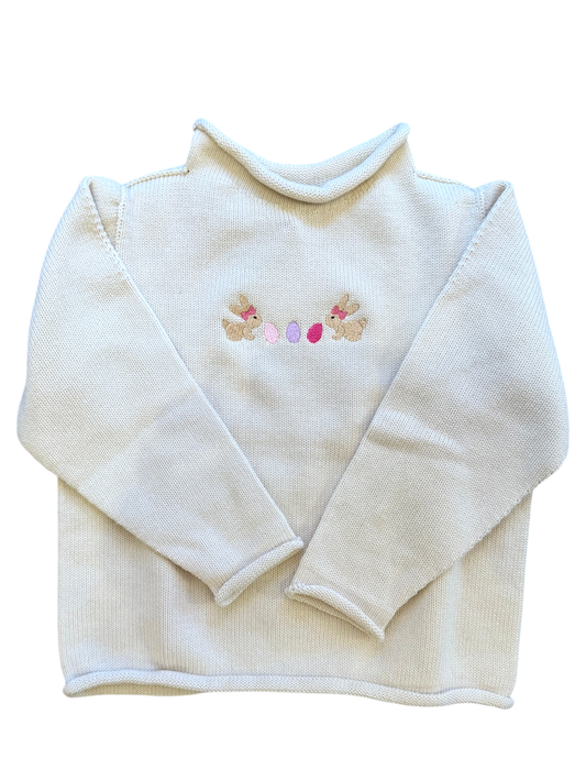 A Soft Idea Bunny Besties Roll Neck Sweater in Natural