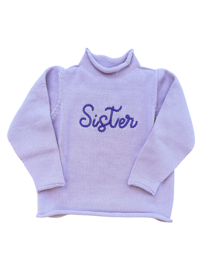 A Soft Idea Roll Neck Sweater in Lavender with Sister