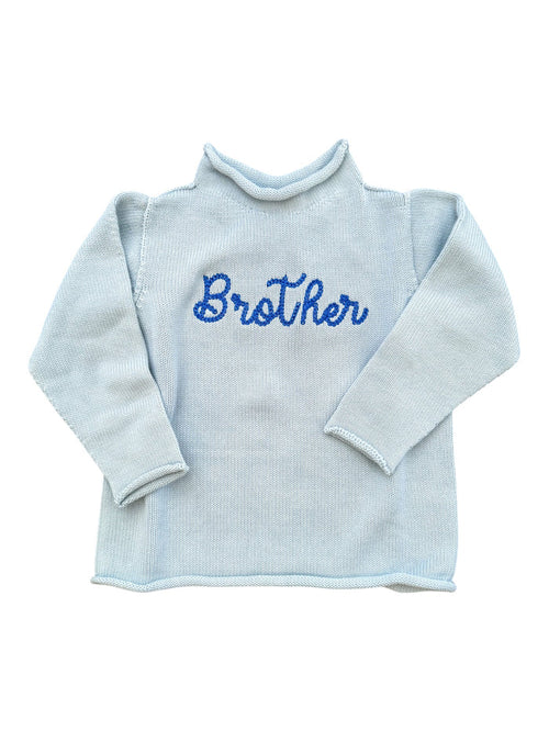 A Soft Idea Roll Neck Sweater in Light Blue with Brother