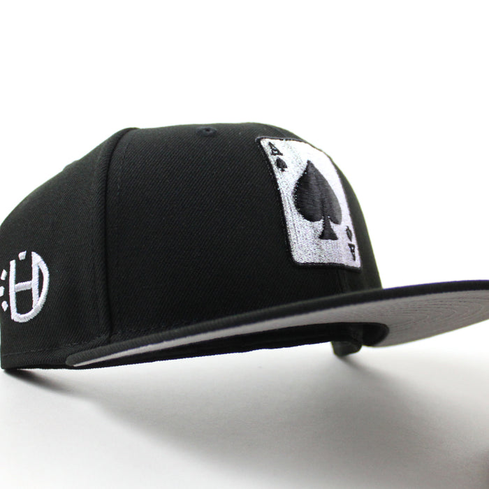 Ace of spades Card Halftime Patch New Era 59Fifty Fitted Hat (Black Gray Under Brim)