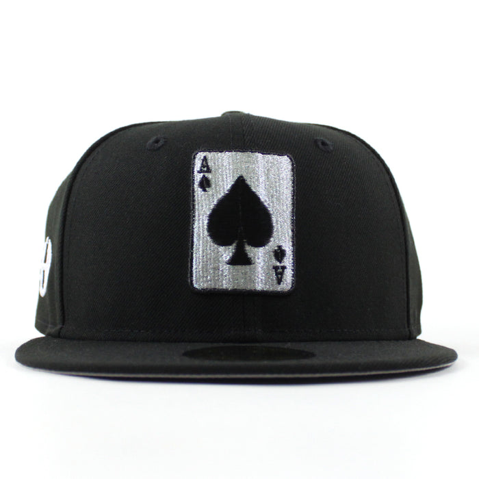 Ace of spades Card Halftime Patch New Era 59Fifty Fitted Hat (Black Gray Under Brim)