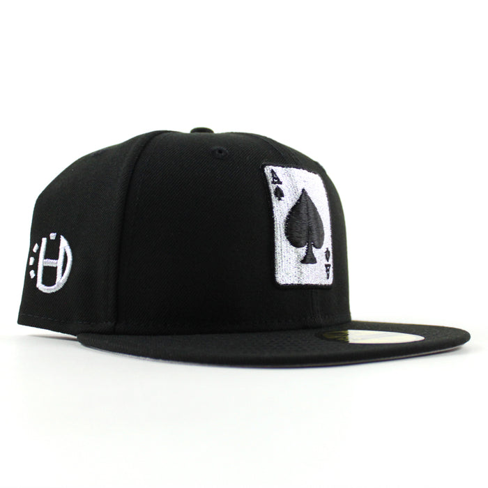 Ace of spades Card Halftime Patch New Era 59Fifty Fitted Hat (Black Gray Under Brim)