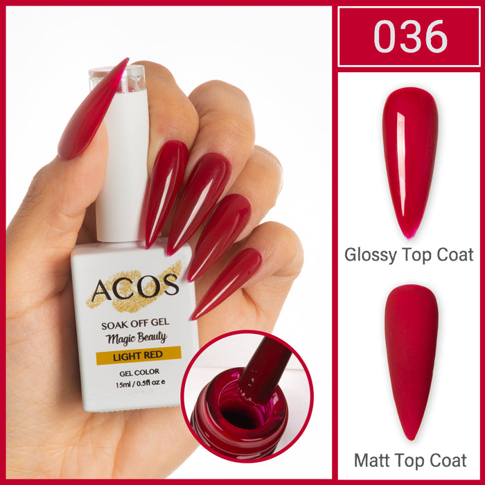 ACOS Magic Beauty Gel Polish Colour Light Red (036) - Lashmer