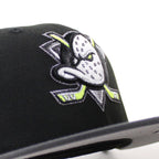 Anaheim Ducks 1993-1994 Inaugural Season New Era 59Fifty Fitted Hat (Black Dark Graphite Gray Under brim)