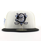 Anaheim Ducks 25 New Era 59Fifty Fitted Hat (Chrome White Black Gray Under brim)