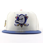 Anaheim Ducks 25 Years New Era 59Fifty Fitted Hat (Chrome White Royal Blue Gray Under brim)