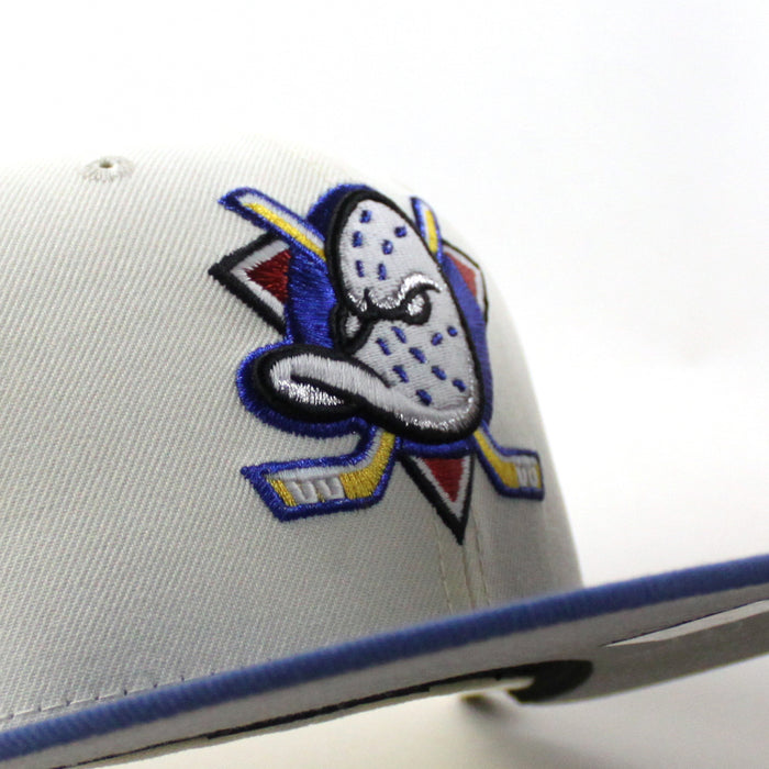 Anaheim Ducks 25 Years New Era 59Fifty Fitted Hat (Chrome White Royal Blue Gray Under brim)