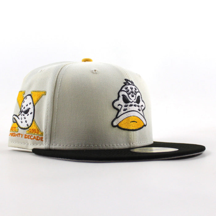 Anaheim Ducks A Mighty Decade 1993 New Era 59Fifty Fitted Hat (Chrome White Black Gray Under brim)