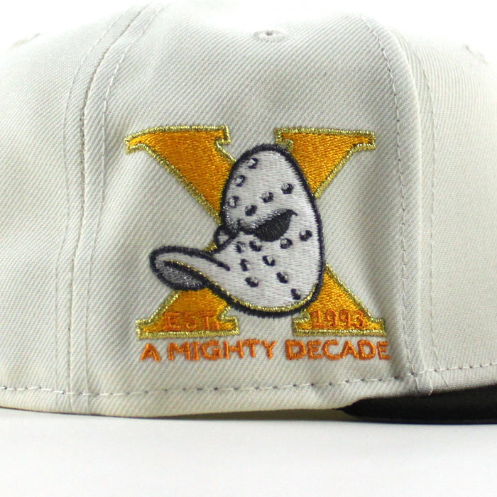 Anaheim Ducks A Mighty Decade 1993 New Era 59Fifty Fitted Hat (Chrome White Black Gray Under brim)
