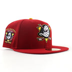 Anaheim Ducks Inaugural Season New Era 59Fifty Fitted Hat (Scarlet Red Gray Under brim)