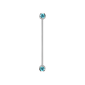 14g Surgical steel Industrial barbell Aquamarine 35mm / Surgical Steel / Aquamarine Barbell