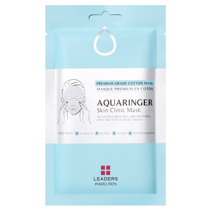 Aquaringer Skin Clinic Mask | Leaders packaged in a light blue sachet featuring a premium grade cotton mask for advanced Korean skincare treatment.