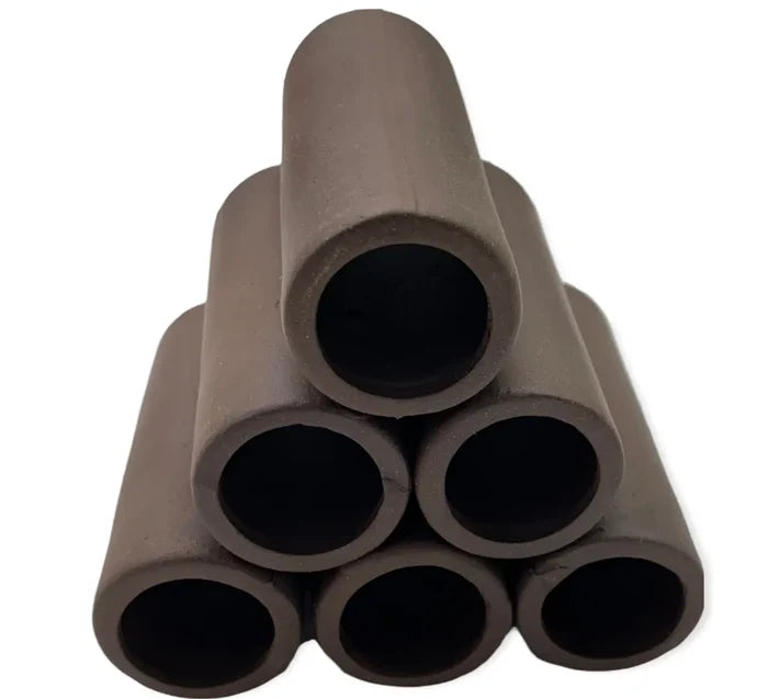 Aquarium Cave Stacked Pipes — stacked brown ceramic tubes with dark interiors