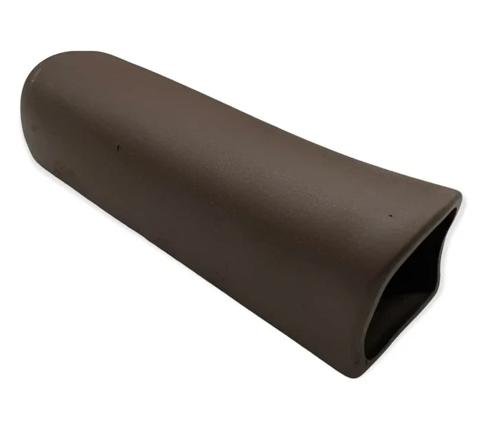 Brown matte-finished ceramic aquarium cave wide mouth pet tunnel with a rectangular opening for aquatic use