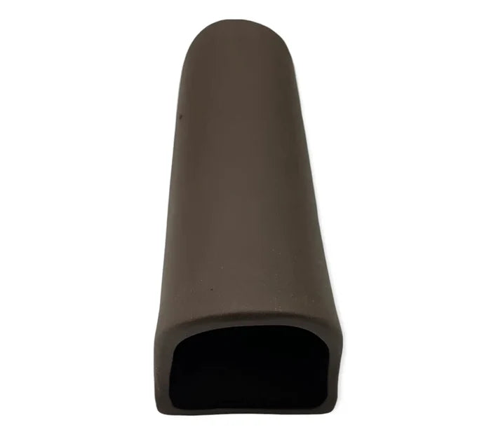 Aquarium Cave Wide Mouth — dark brown ceramic cave with rectangular opening