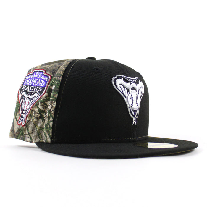Arizona Diamondbacks 1998 Inaugural Season New Era 59Fifty Fitted Hat (Black And Real Tree Under Brim)