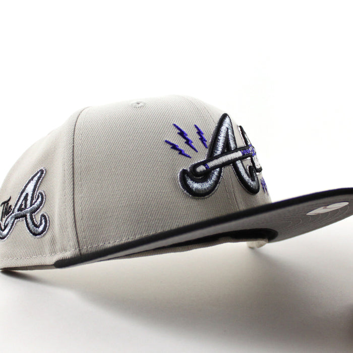 Atlanta Braves The A Patch New Era 59Fifty Fitted Hat (Stone Gray Black Gray Under Brim)