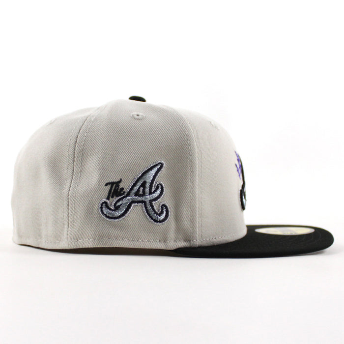 Atlanta Braves The A Patch New Era 59Fifty Fitted Hat (Stone Gray Black Gray Under Brim)