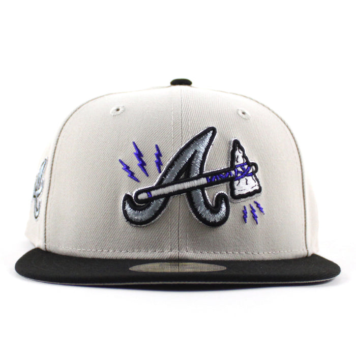 Atlanta Braves The A Patch New Era 59Fifty Fitted Hat (Stone Gray Black Gray Under Brim)