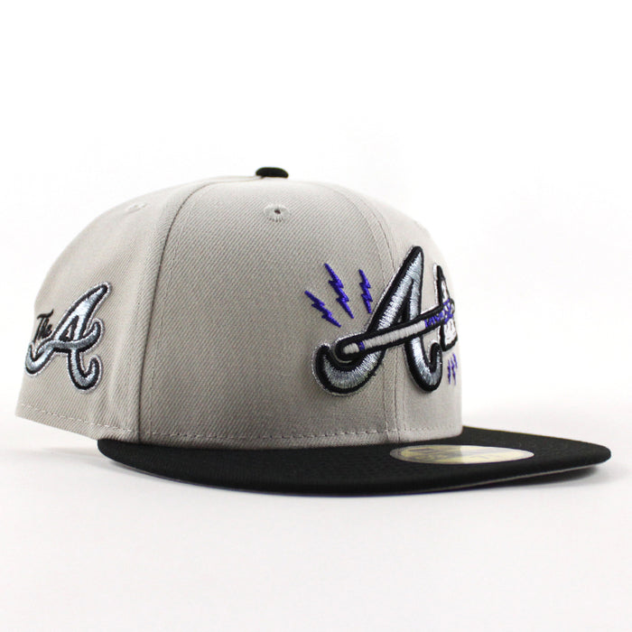 Atlanta Braves The A Patch New Era 59Fifty Fitted Hat (Stone Gray Black Gray Under Brim)