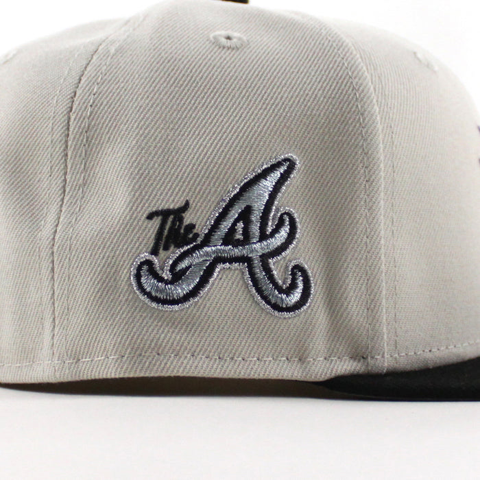 Atlanta Braves The A Patch New Era 59Fifty Fitted Hat (Stone Gray Black Gray Under Brim)