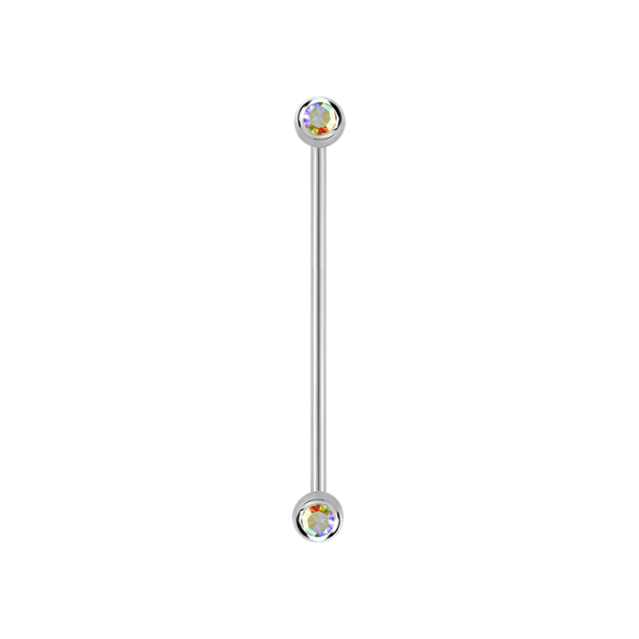 14g Surgical steel Industrial barbell Aurora Borealis 35mm / Surgical Steel / Aurora Borealis Barbell