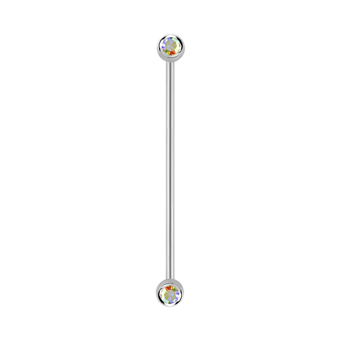 14g Surgical steel Industrial barbell Aurora Borealis 38mm / Surgical Steel / Aurora Borealis Barbell