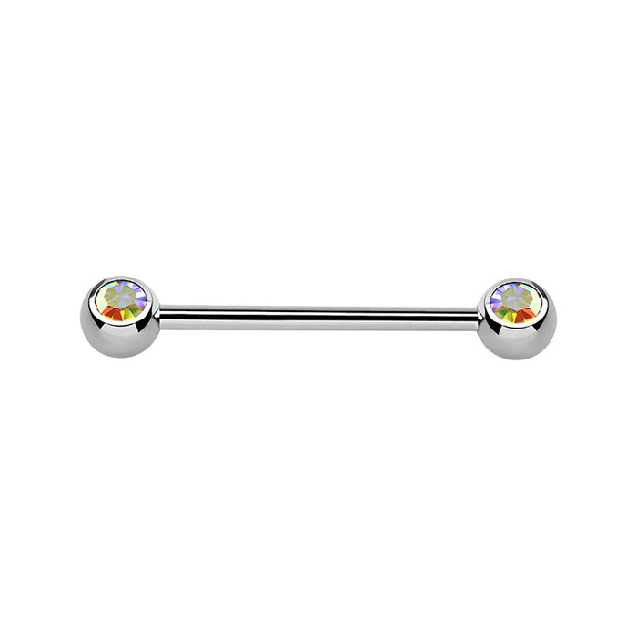 Silver Surgical Steel Aurora Borealis Nipple Bar 16mm / Surgical Steel / Silver Barbell