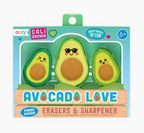 Avocado Love Eraser and Sharpener - set of 3