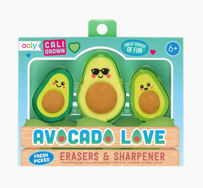 Avocado Love Eraser and Sharpener - set of 3