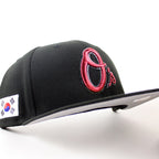 Baltimore Orioles South Korea Flag 59Fifty New Era Fitted Hat (Black Red Under Brim)