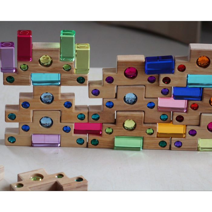 Bauspiel | Colored Staircase With Lucite Blocks 32pcs