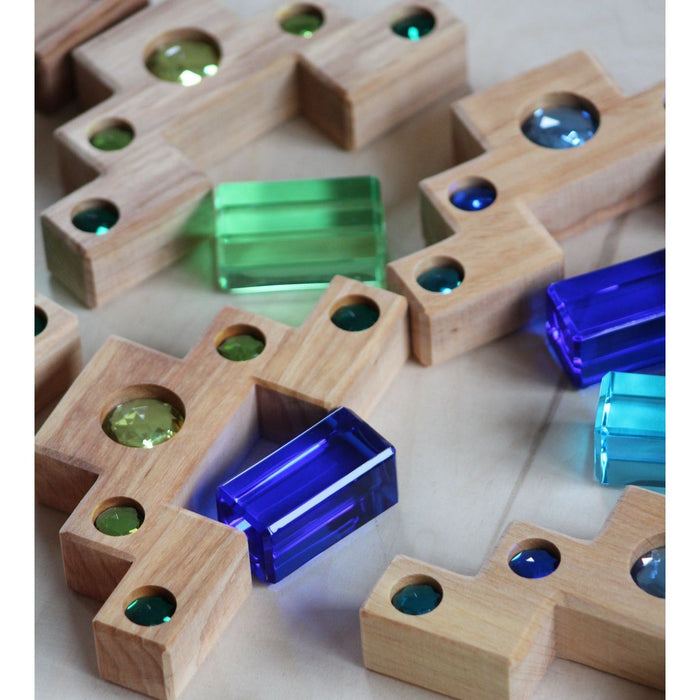 Bauspiel | Colored Staircase With Lucite Blocks 32pcs