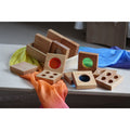 Wooden educational blocks with colorful interiors on a table