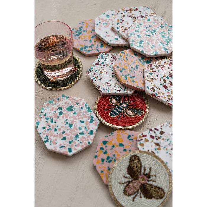 Beaded Glass Coasters Set/4
