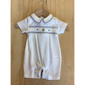 Bear Smock Pima Playsuit - White/Navy